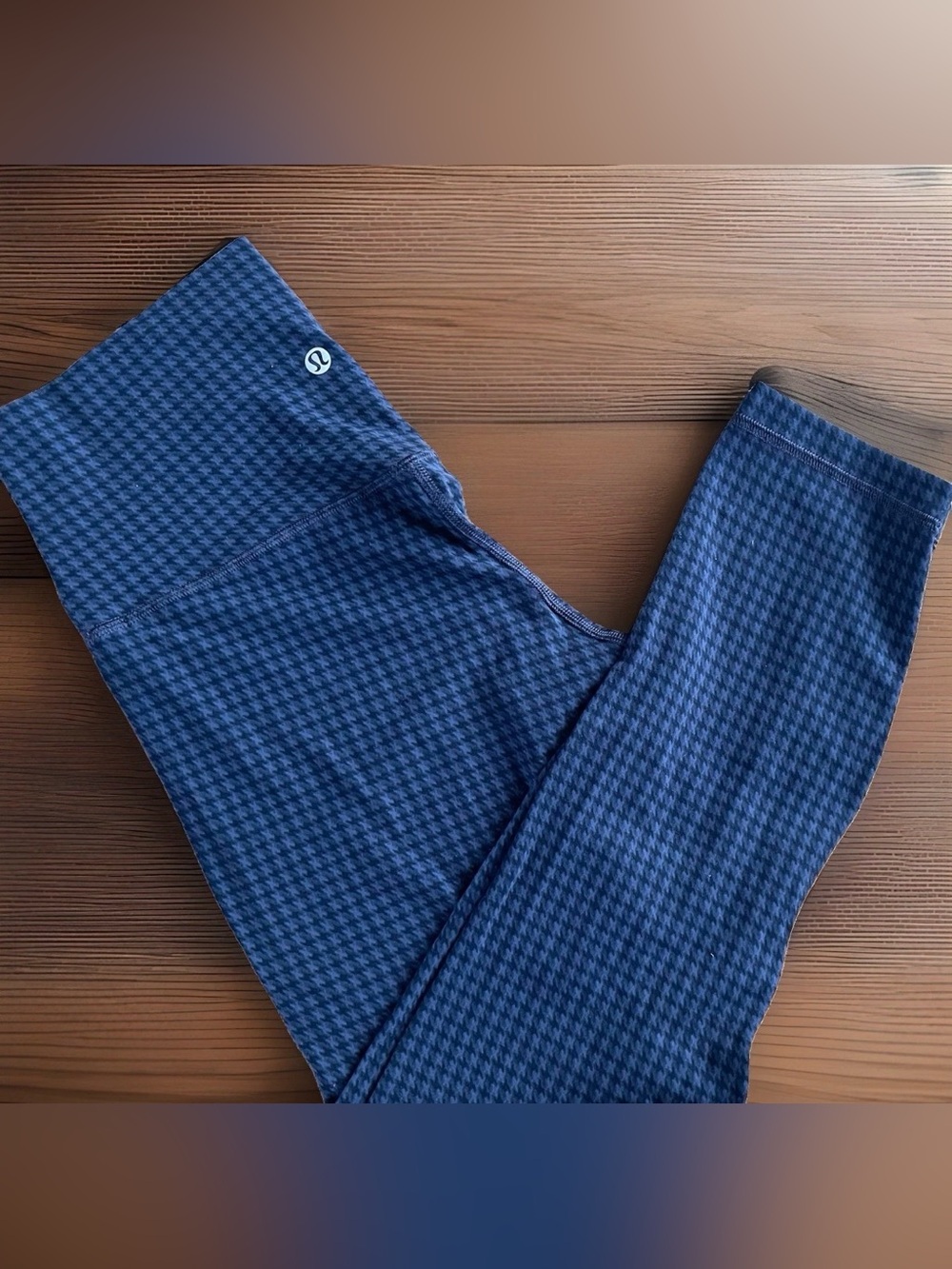 Lululemon Align 23” Leggings Crop Micro Houndstooth Blue Multi High Rise Sz 8 - Picture 6 of 10
